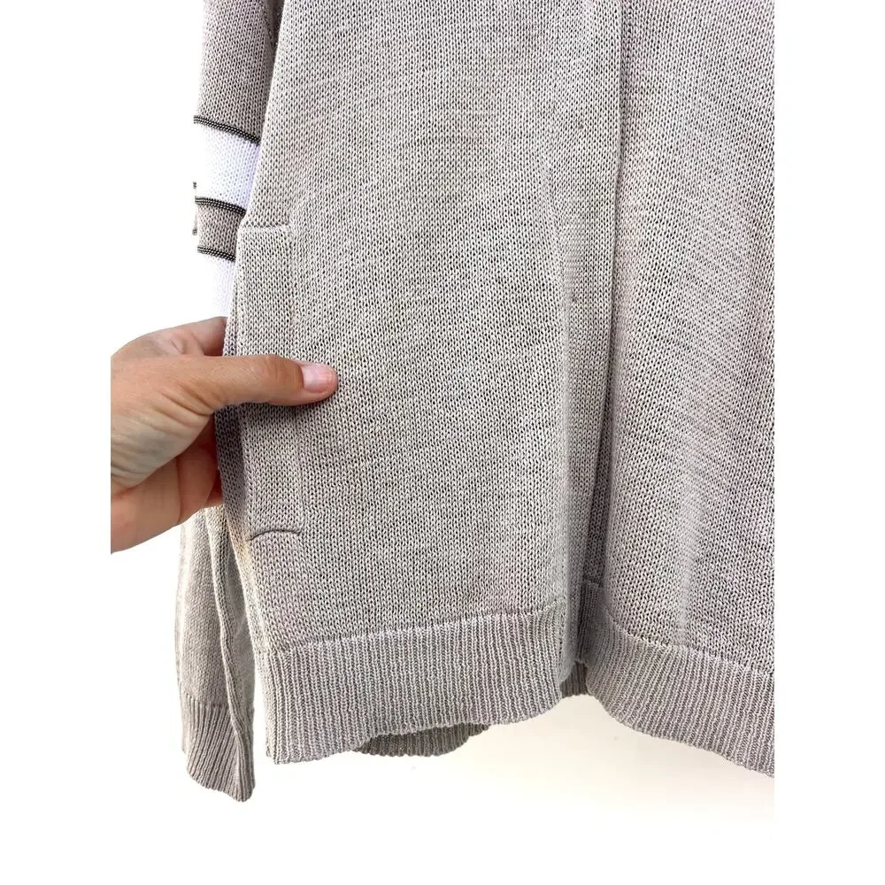 Brunello Cucinelli Cotton Knit Cardigan Sporty Preppy Stripes Small Gray - Picture 11 of 11